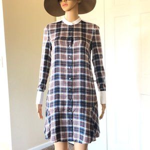 Tory Burch Cora Tartan Plaid Silk Shirtdress